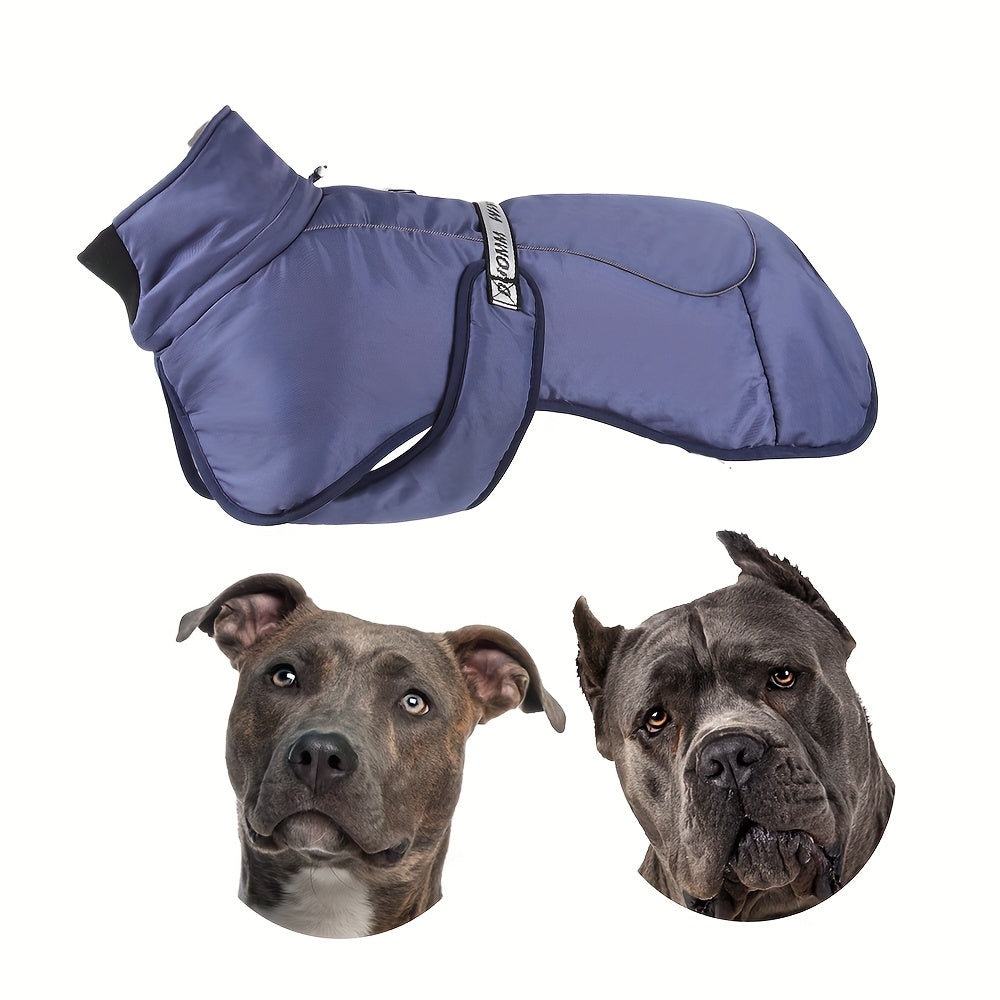 Waterproof and windproof jacket with cozy fleece lining for dogs of all sizes.