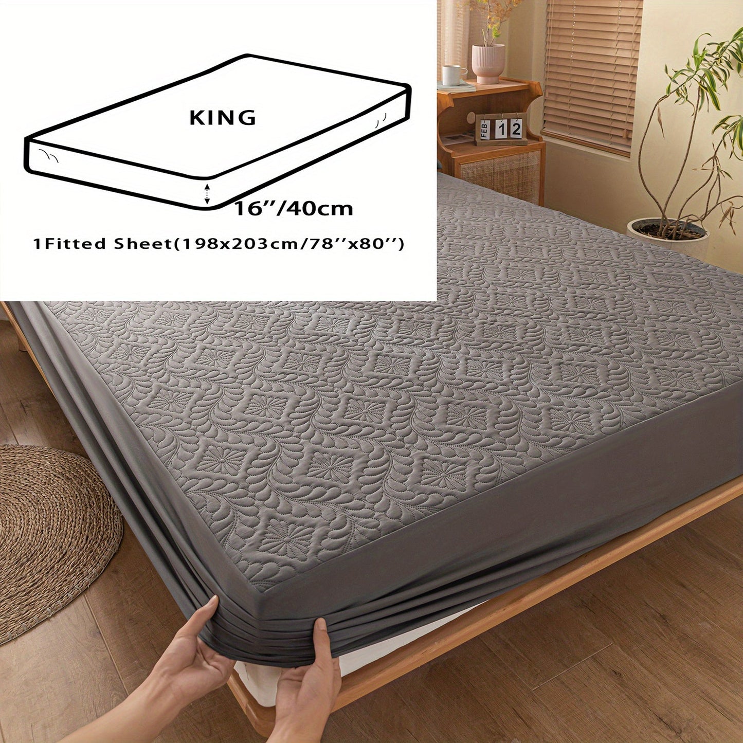 One set of two pieces of 100% waterproof mattress protector pillowcases made of 3D air bamboo fabric. The mattress cover is designed to provide cooling and is smooth, soft, and breathable. It is noiseless and washable, with a deep pocket size ranging