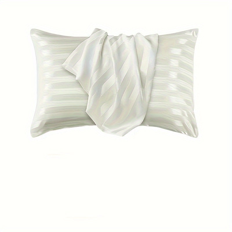 Satin Pillowcase with Envelope Closure, Striped Design, 100% Polyester, Hypoallergenic, Machine Washable, Woven Fabric, 180-200 gsm, Suitable for Bed and Sofa Decoration