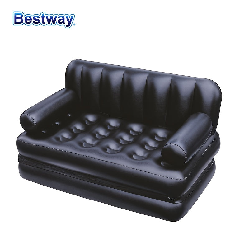 Bestway Double Inflatable Sofa in Classic Black PVC with Backrest for Outdoor Use, Camping, and Lawn Decor by BESTWAY