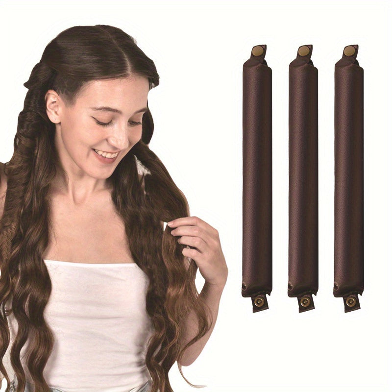 Set of 3 heatless hair curlers for big waves