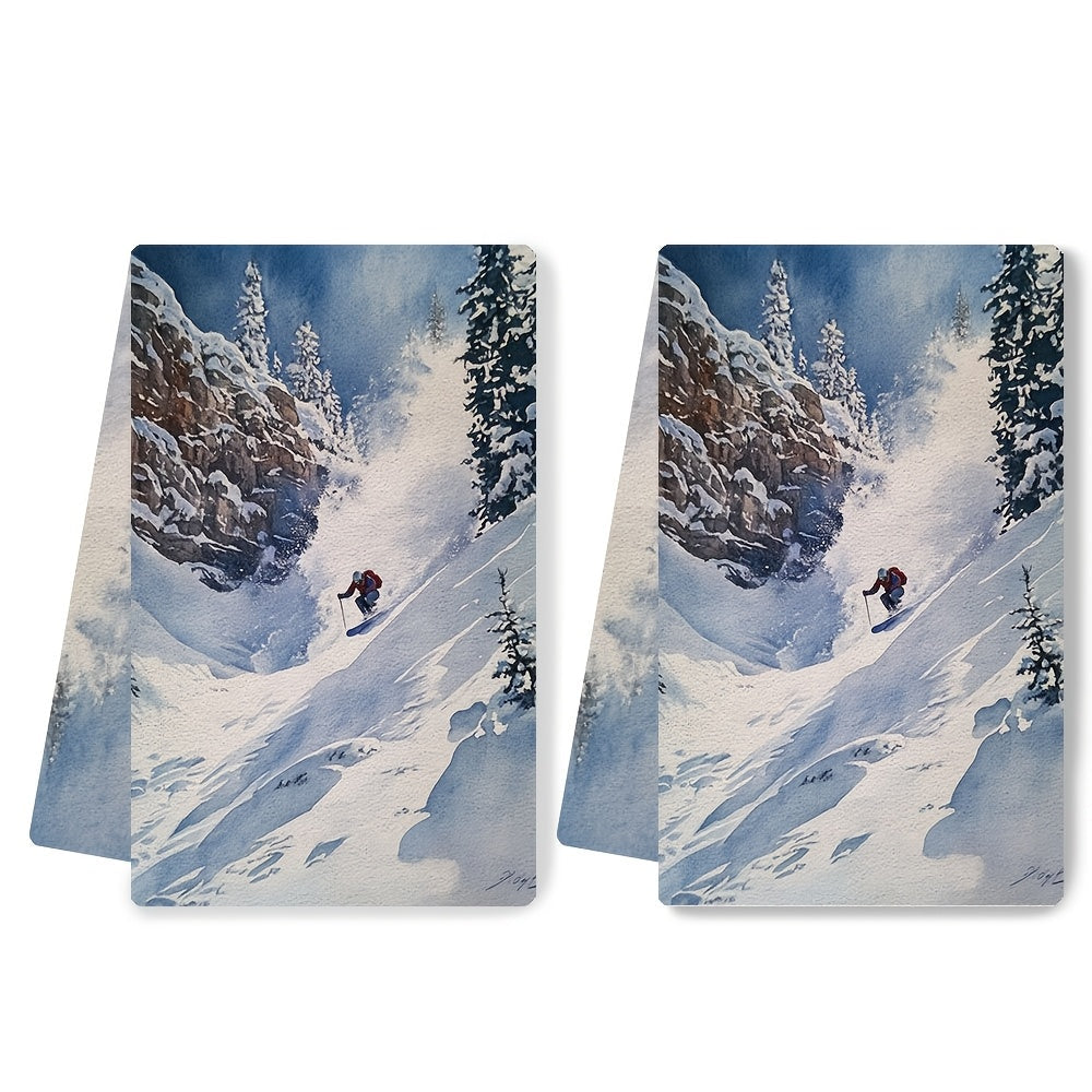 2 pieces of ultra soft kitchen towels featuring the enchanting beauty of a hidden waterfall. These highly absorbent dish hand towels are perfect for holiday decor. Machine washable and measuring 16x24 inches. Item number: 2KYSYS1218494