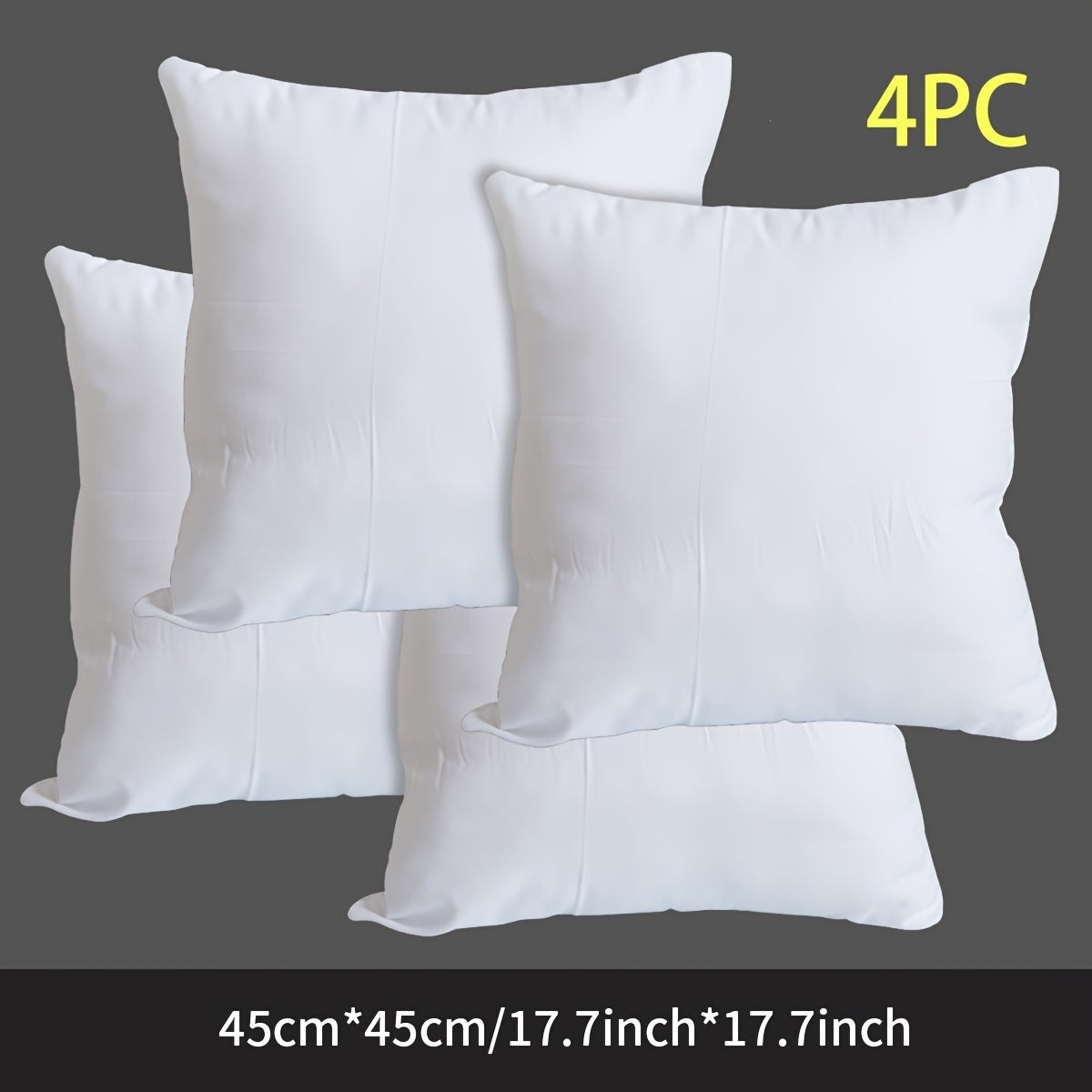 2 or 4 white pillow cores filled with soft polyester fiber, suitable for home decoration and various seating areas.