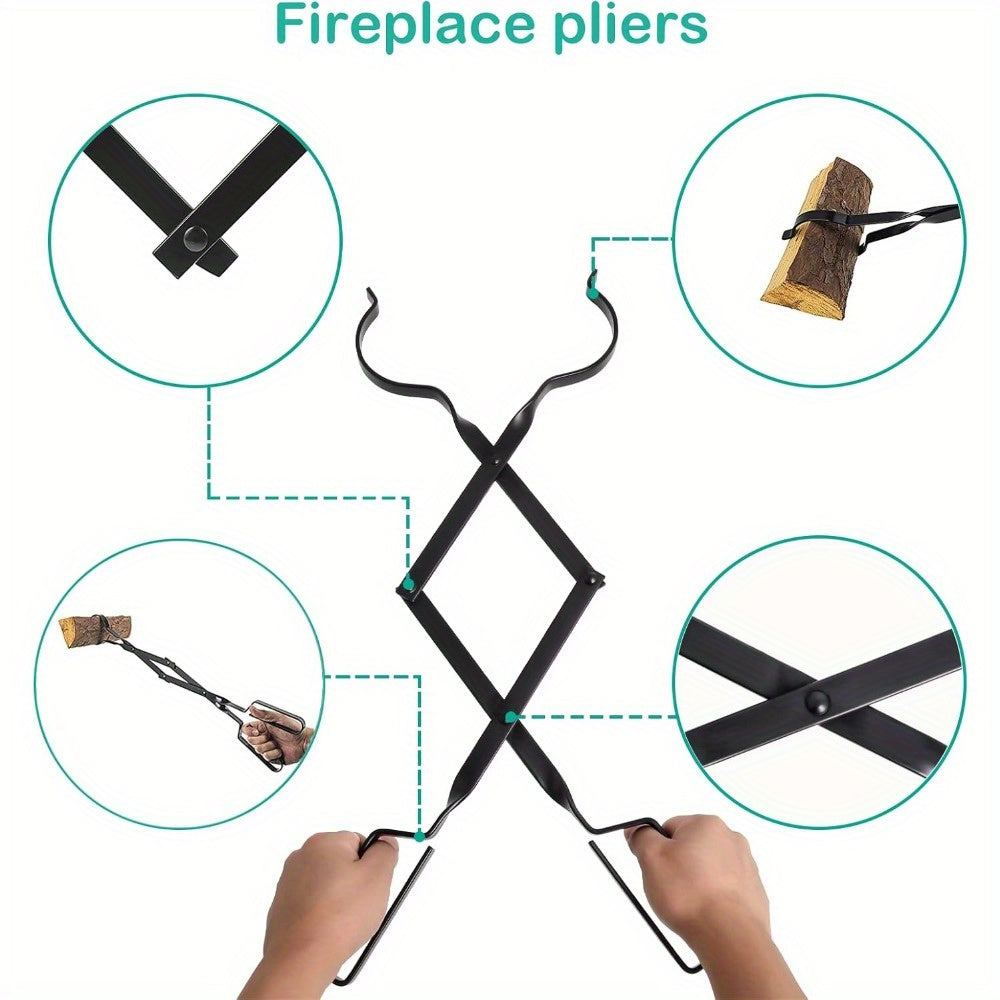 Durable Set of Fire Poker (91.44cm) and Fireplace Tongs (66.04cm) - Made from Strong Steel, Heat Resistant Tools for Indoor and Outdoor Applications such as Wood Stove, Camping, and Fire Pit