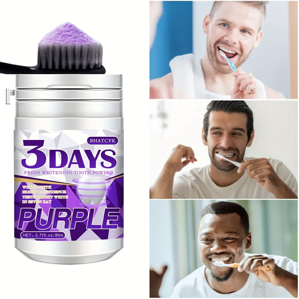 BHATCYK Teeth Whitening Powder is a purple tooth cleaning powder for daily use and travel. It is a deep cleaning toothpaste alternative that provides basic oral care benefits.