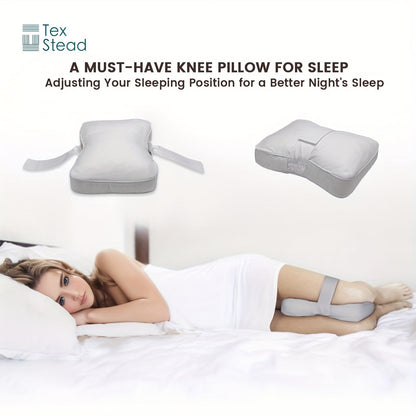 TEXSTEAD Knee Pillow is specially designed for side sleepers to provide ergonomic support for the legs, promoting spine alignment and offering relief for pregnant women. The pillow comes with a machine washable cover made of woven polyester, and is