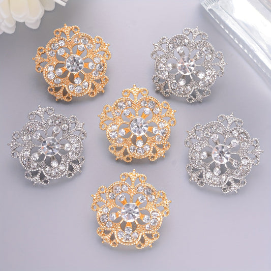 Luxurious 5-Pack Rhinestone Zinc Alloy Buttons - Add Elegance to Your Wardrobe! Perfect for Shirts, Sweaters, Coats, Blazers, and More. Create Your Own Stylish Jewelry for Clothing, Shoes, Hats, and Gift Boxes. Elevate Your Look with These Round