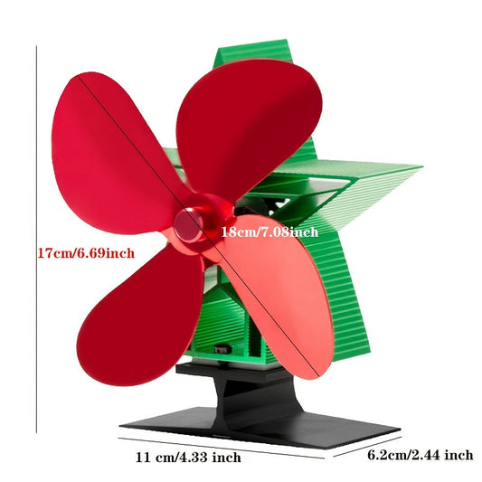 Wood stove fan with magnetic thermometer for Christmas - Distributes heat efficiently, operates quietly with 4 blades, perfect for log wood burners, fireplace decor, and home heating accessories.