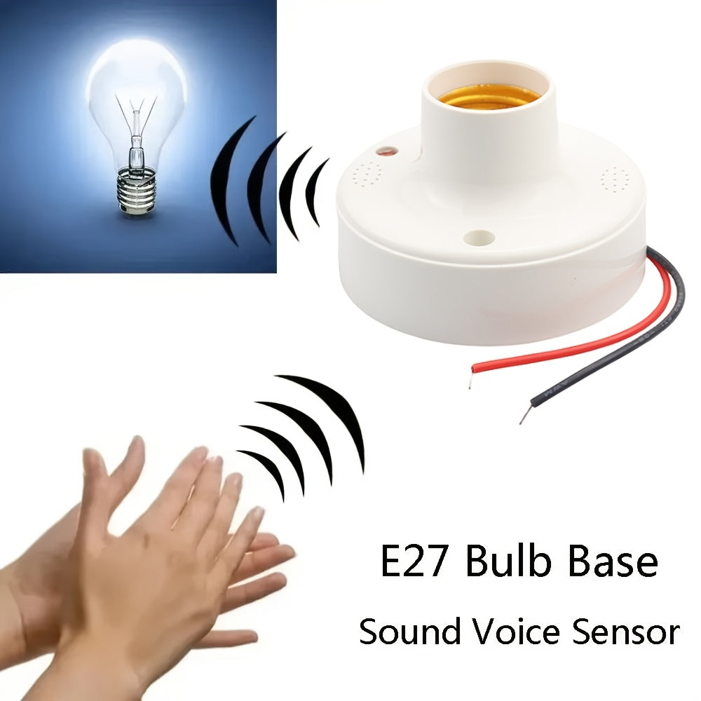 AC220V LED Bulb Holder with Sound Voice Control Sensor and Delay Switch, E27 Screw Lighting Adapter