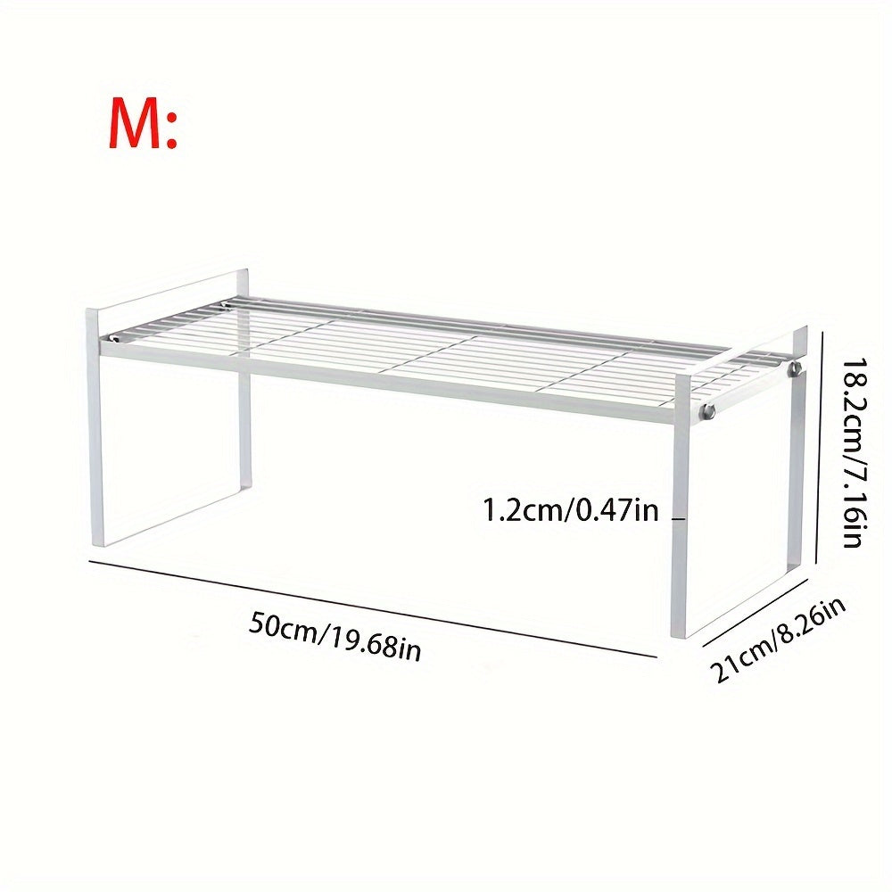 Modern Metal Kitchen Storage Rack, Double-Tier Shelf Organizer for Cabinets & Counters, Multifunctional Open-Storage Island for Spices, Utensils, Microwave - Can be Used Without Electricity, Made Without Wood Materials