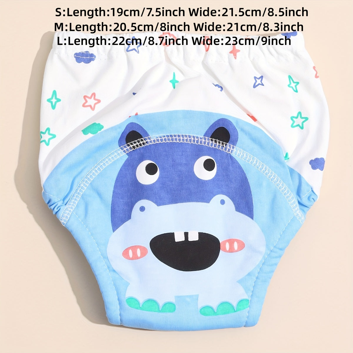 Cotton Training Pants 2-Pack for Toddlers Ages 0-3, Waterproof Baby Underwear with Cartoon Prints, Unisex Learning Diapers, Breathable Cloth Potty Training Pants