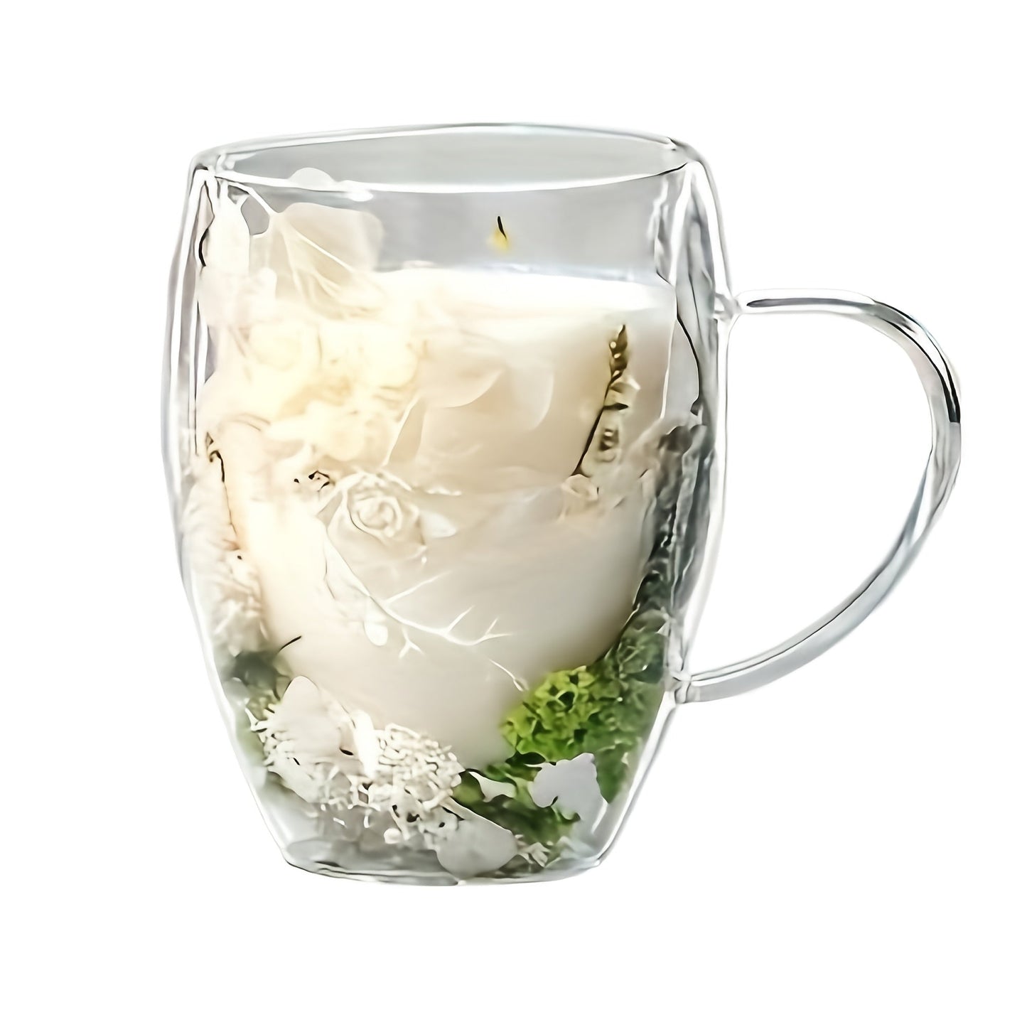 Set of 2 Floral Double-Wall Glass Mugs with Spoons, 11.83 oz Each, Non-Toxic and Durable, Hand Wash Recommended, Suitable for a Variety of Hot Beverages, Great for Home Entertaining and Gift-Giving on Special Occasions like Christmas, Thanksgiving