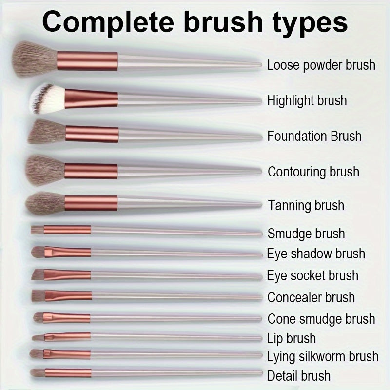 Cosmetic brush set for makeup application and beauty tools.