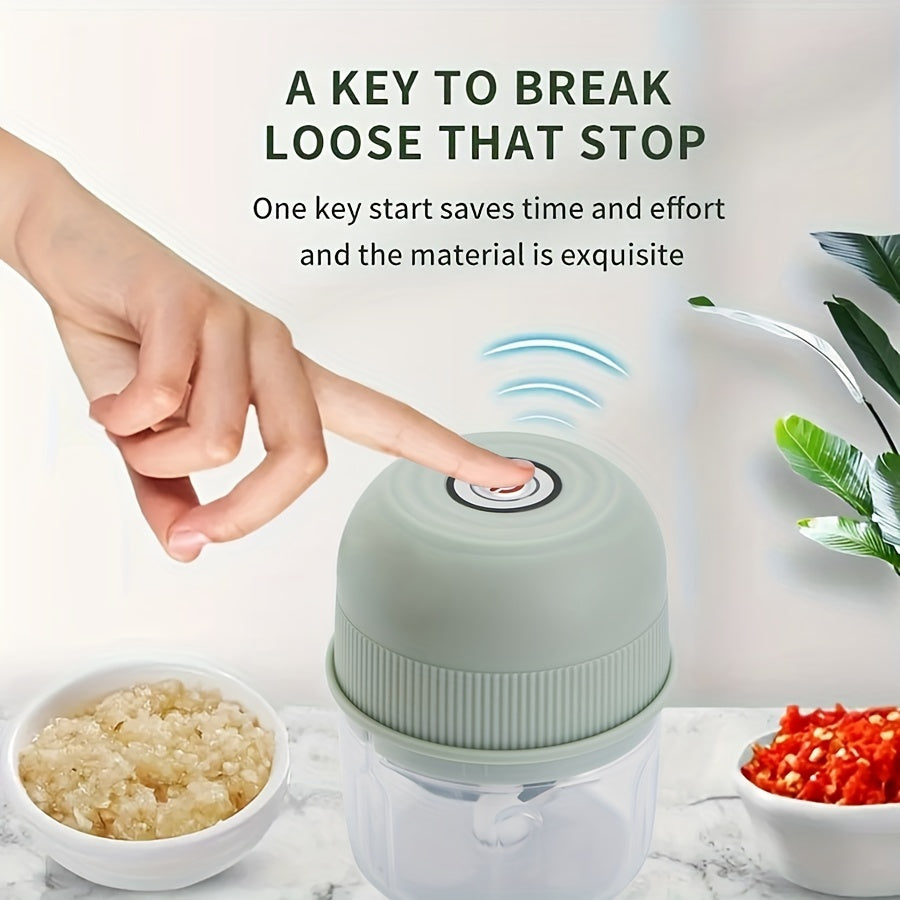 MIGUAN 250ml USB Rechargeable Mini Garlic Chopper with Stainless Steel Blade for Safety and Durability with Ginger & Vegetables