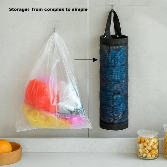 PVC Hanging Mesh Storage Bag for Kitchen - Wall-Mounted Foldable Organizer for Garbage Bags and Miscellaneous Items (1 piece)