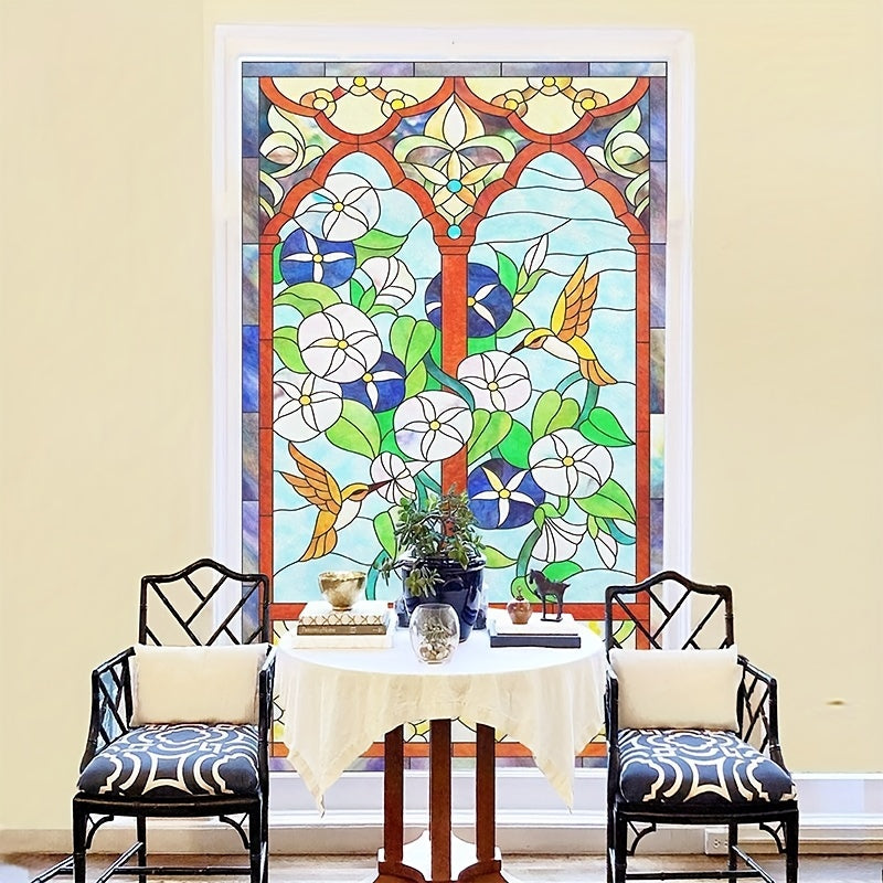 European retro stained glass window stickers for privacy and decoration in various rooms.