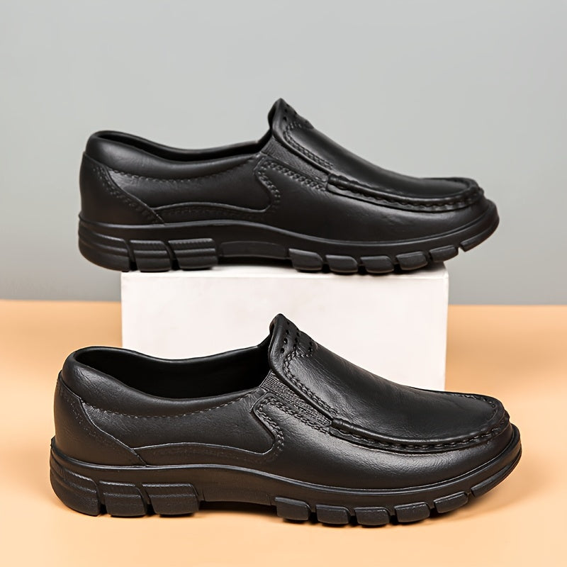 Durable slip-on work shoes with round toe, ideal for health care, food service, and daily wear, designed for all-season use with non-slip and dustproof features.