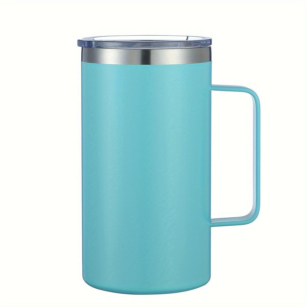 Stainless steel coffee mug, 24oz, vacuum insulated with lid and handle, ideal for all seasons, makes a great gift.