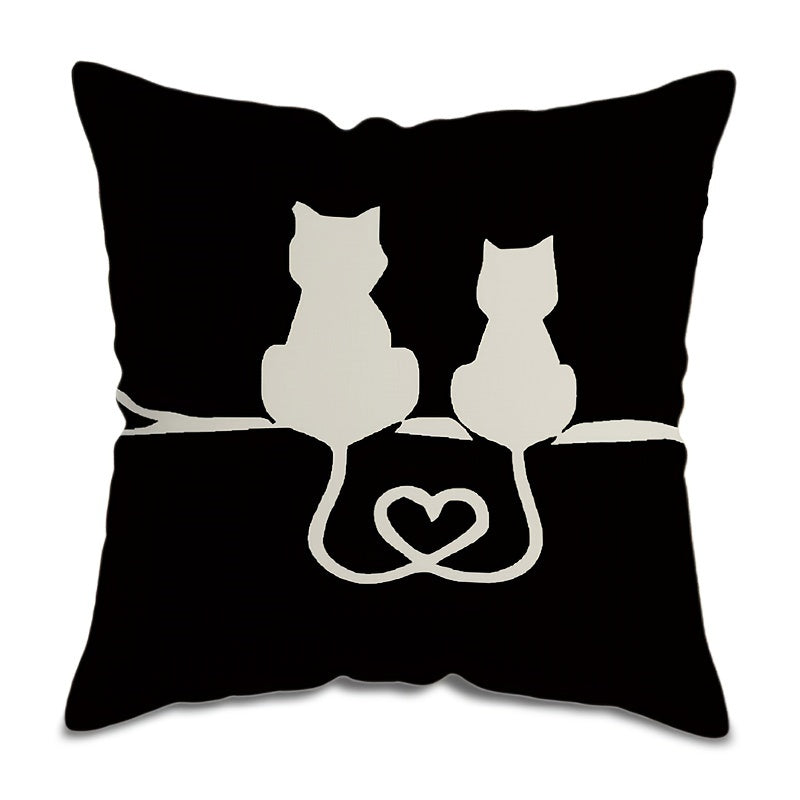 Stylish Black & White Cat Patterned Pillowcase- Super Soft, Reversible Design, Easy Zip Closure- Ideal for Couch, Bed, Car Decoration- Washable, Durable Polyester Fabric- 44.96 x 44.96 cm, Pillow Core Not Included- Enhance Your Home Decor Room Decor