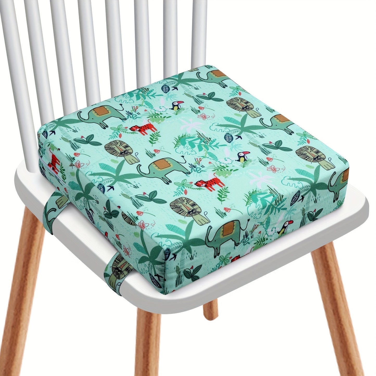 The Heightening Pad is a versatile seat cushion with a foldable design and a soft backrest. It can also be used as a floor mat in various settings such as the living room, kindergarten, terrace, or beach. The included belt can be used to secure the chair