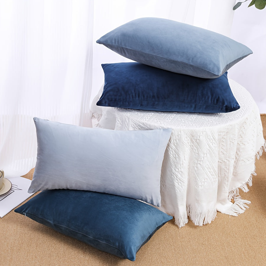 Soft velvet pillow covers with zipper closure, machine washable, 100% woven polyester. Ideal for sofa, bedroom, car, or farmhouse décor.