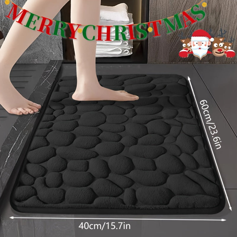 Memory Foam Bath Mat Set with Soft Absorbent Coral Velvet Knitted Fabric - Non-Slip, Machine Washable, Quick-Dry, Polyester Backing - Ideal for Bathroom, Kitchen, Bedroom, Indoor Use and Christmas Decor - 40x60cm