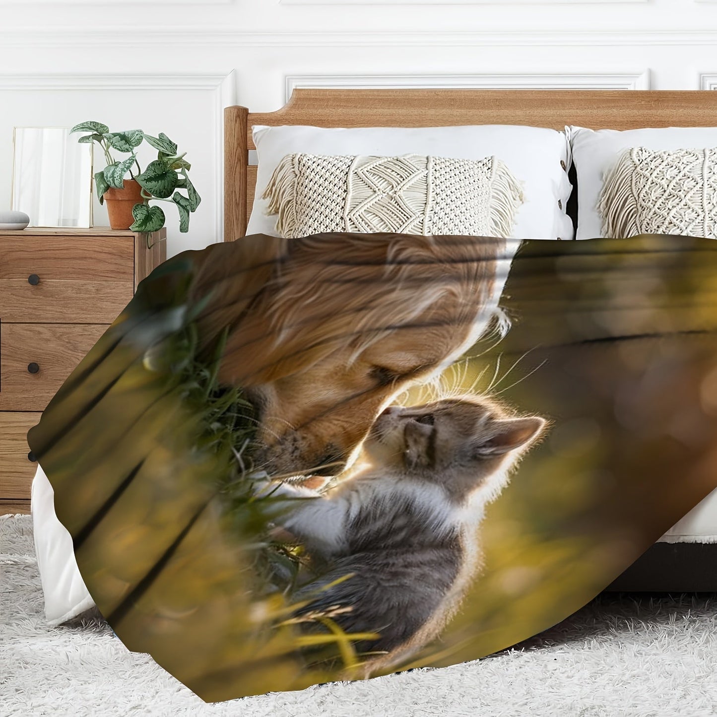 Create a custom soft flannel pet photo blanket for your furry friends! This cozy sofa mat is a perfect all-season gift for pets, featuring personalized pictures of your beloved dogs and cats. Give your pet the gift of a warm and snuggly blanket that they