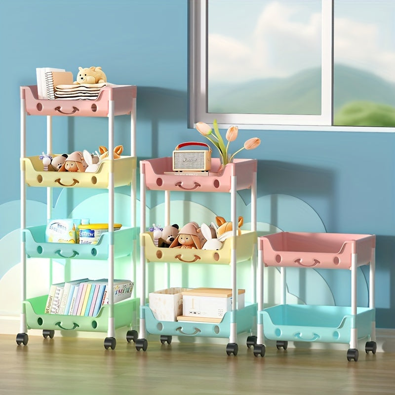 Plastic Rolling Cart Organizer with 3/4 Tiers for Kitchen, Bathroom, or Craft Storage - Lightweight and Stackable Storage Trolley