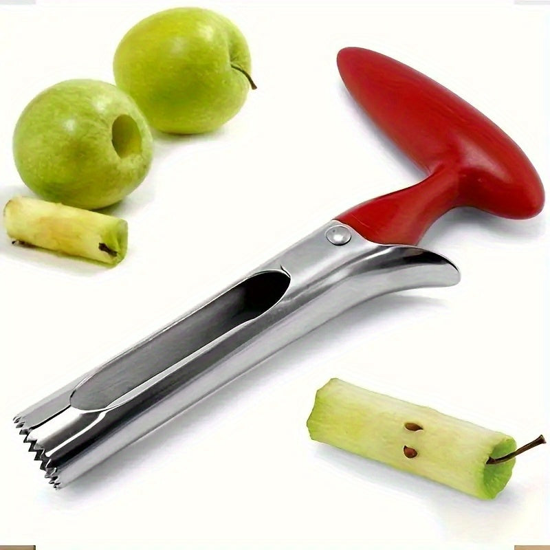 Easily Remove Fruit Cores with Our Stainless Steel Apple Corer - Featuring an Ergonomic Handle, Sharp Serrated Blade, and Durable Construction. Perfect for Apples, Pears, Bell Peppers, and Pineapple. A Portable and Easy to Clean Kitchen Essential.