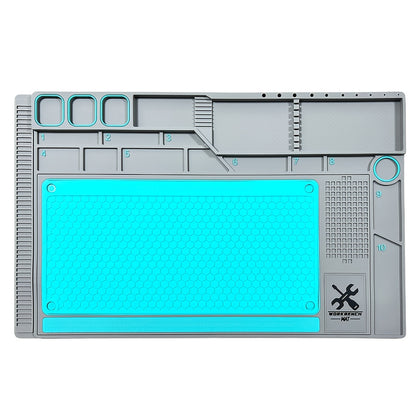 Silicone/PVC Soldering Mat Set with Anti-slip Insulation and Magnetic Heat Resistant Properties for Workbench Maintenance Tools.