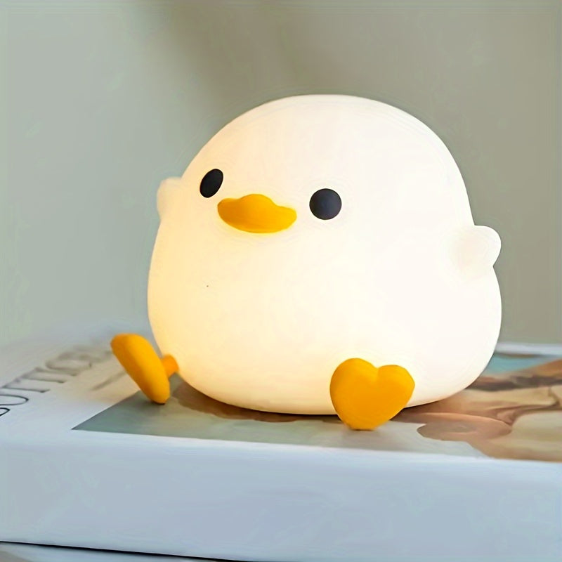 Charming Duck LED tun lampasi, silikon tanali, USB orqali zaryadlanadigan, yotoqxona uchun timer bilan