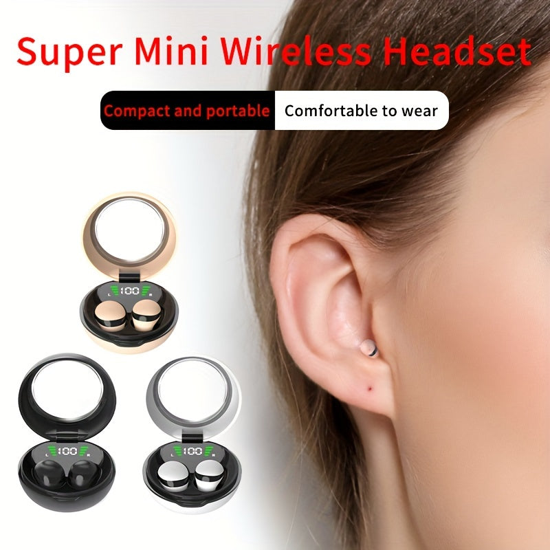 New Mini Invisible Wireless Headphones with Long Standby Time and Microphone, Suitable for Men and Women.