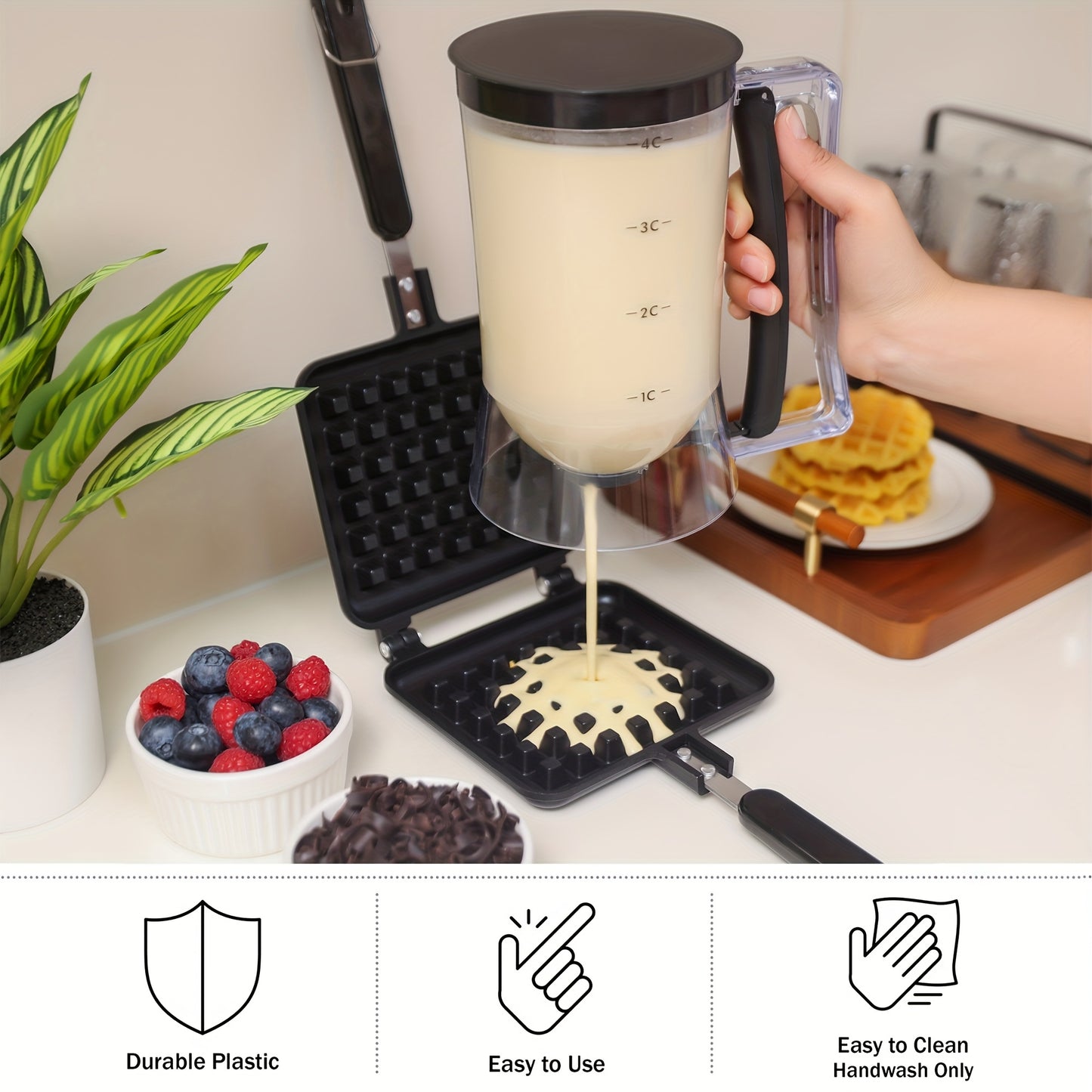 1pc Cupcake Batter Dispenser - Easy to Pour, Non-Stick, Space-Efficient, Ideal for Cupcakes, Waffles, Cakes, Pancakes, Sturdy and Easy to Clean, Safe for Food Contact, Kitchen-friendly.