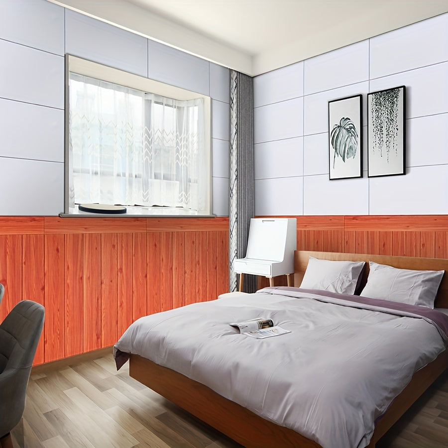 Decorate with 30pcs of Decowall Self-Adhesive Wood Grain Wall Stickers, perfect for any room.