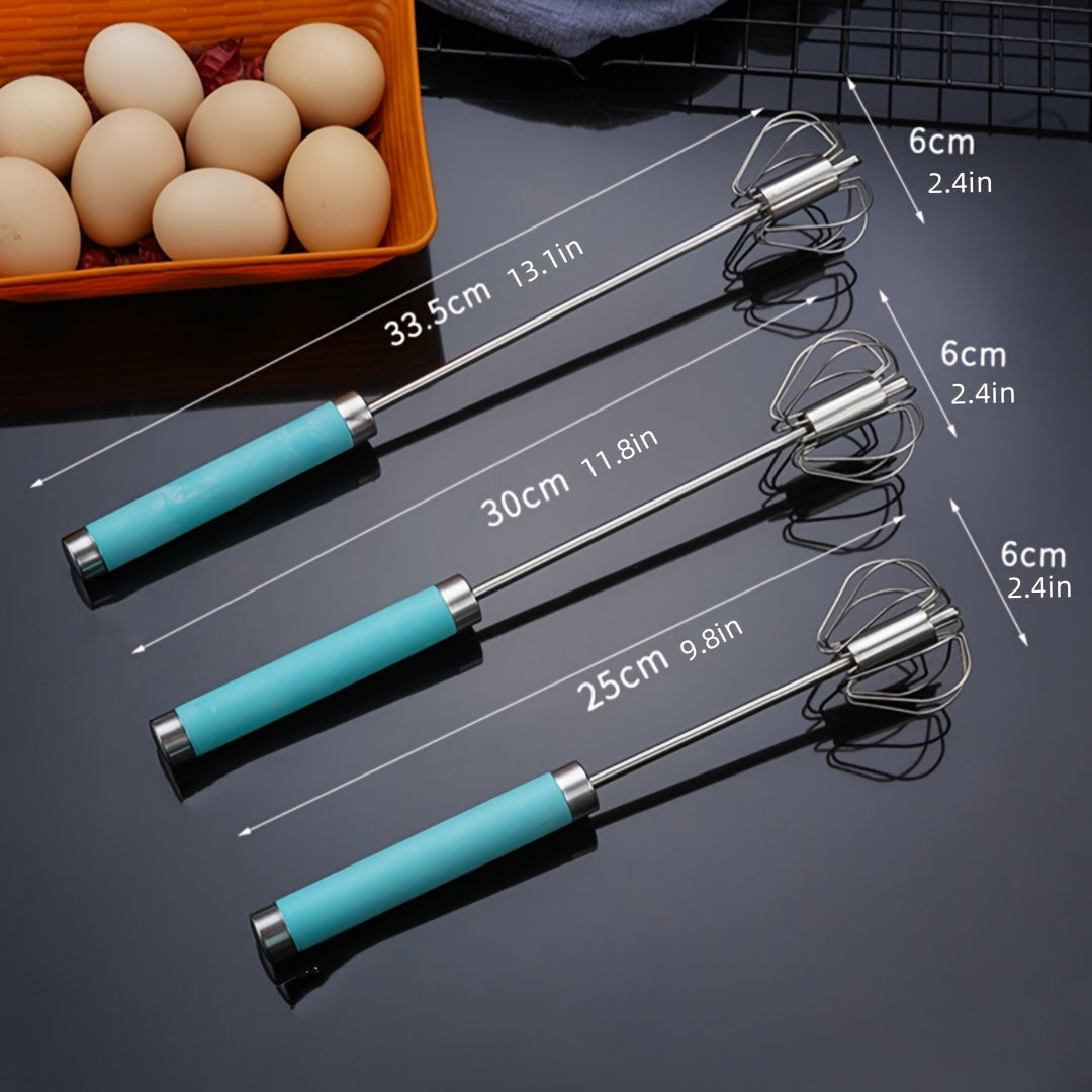 Essential Kitchen Gadget: Hand-Powered Stainless Steel Semi-Automatic Egg Whisk for Effortless Whisking, Beating, and Stirring