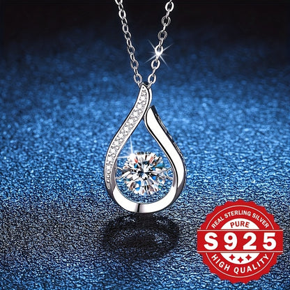 Women's Water Drop Spiritual Necklace, made of s925 Pure Silver with Energetic Main Stone and Inlaid Artificial Zirconia, High-end Fashion, Ideal for Gifting and Daily Wear, Low Allergy.