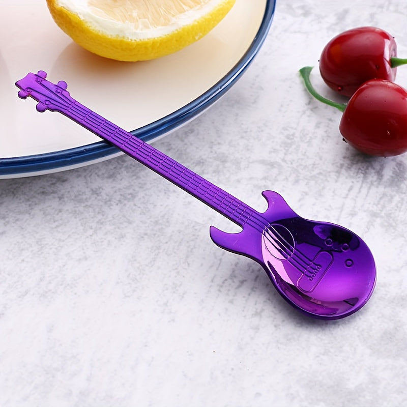 Celebrate Eid with our adorable set of 7 colorful guitar spoons made from high-quality 304 stainless steel. These creative and fun tableware pieces are perfect for stirring your coffee, enjoying a scoop of ice cream, or indulging in some candy. Ideal for