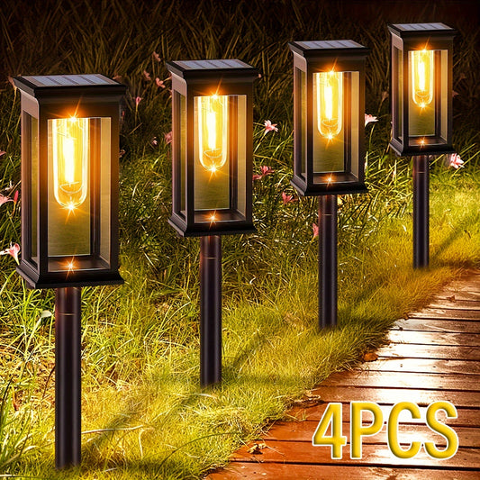 4pcs Outdoor solar lights for yard sidewalks, bright and long lasting.