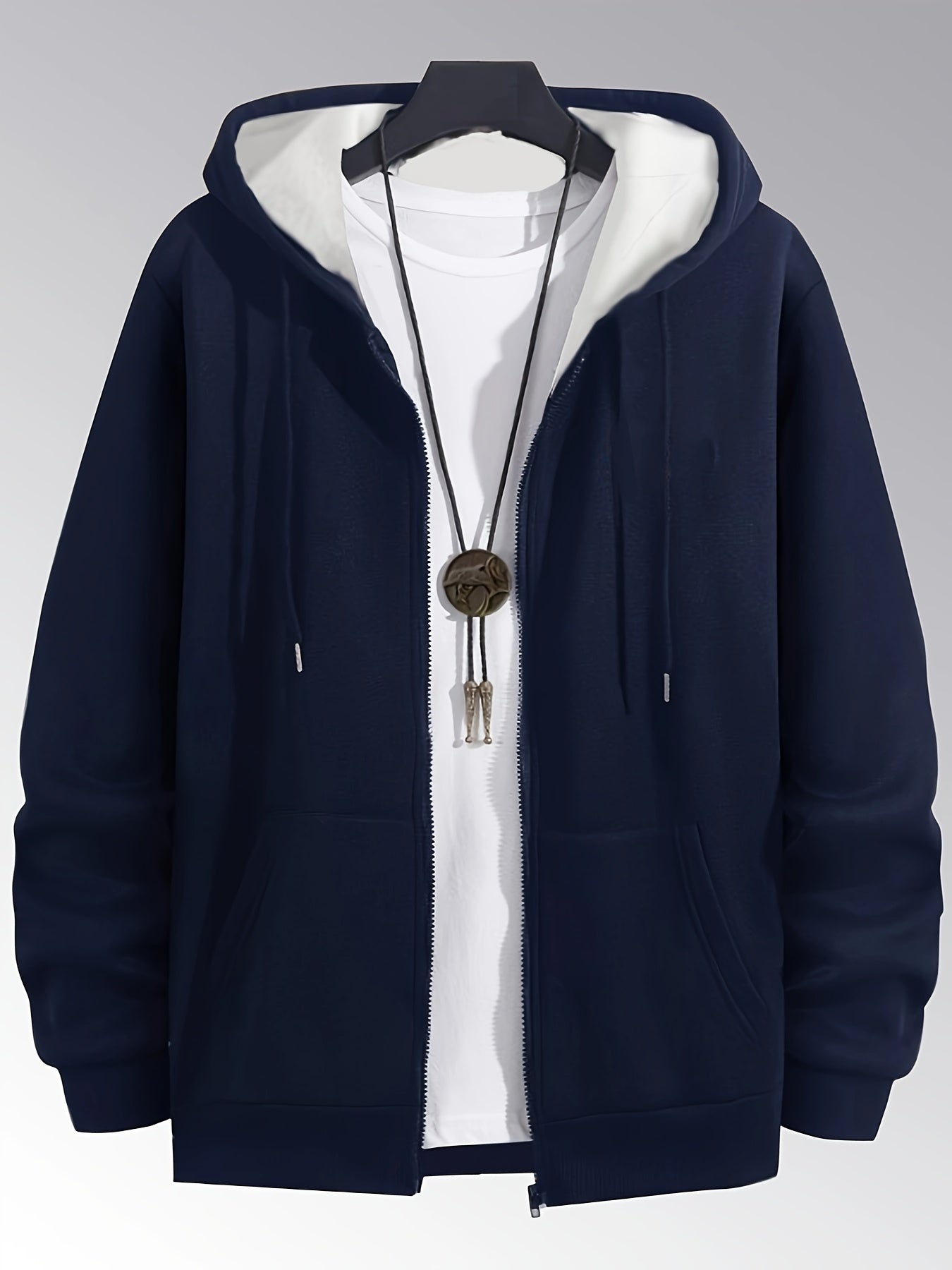 Plus Size Casual Zip-Up Hooded Jacket