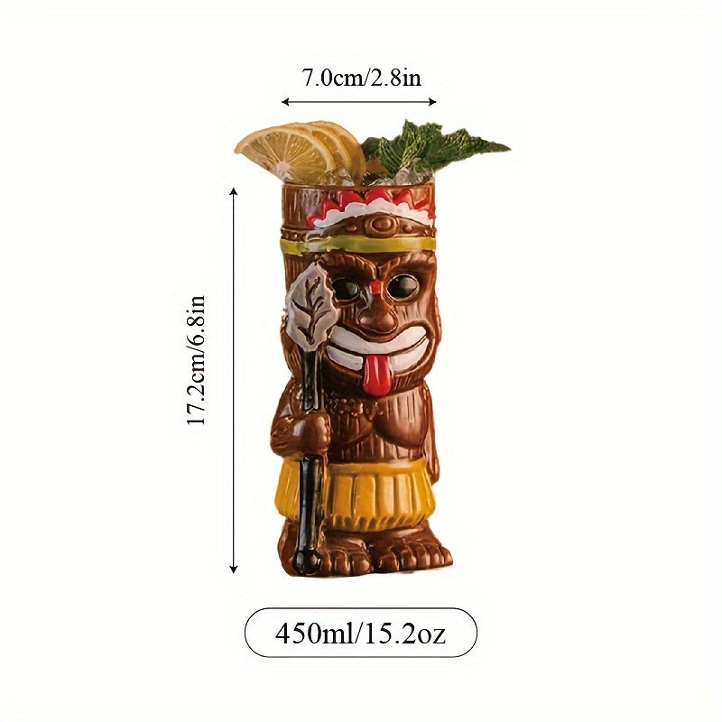 1pc Hawaiian Tiki Cocktail Mug for Bars, Clubs, Restaurants, or Home Use