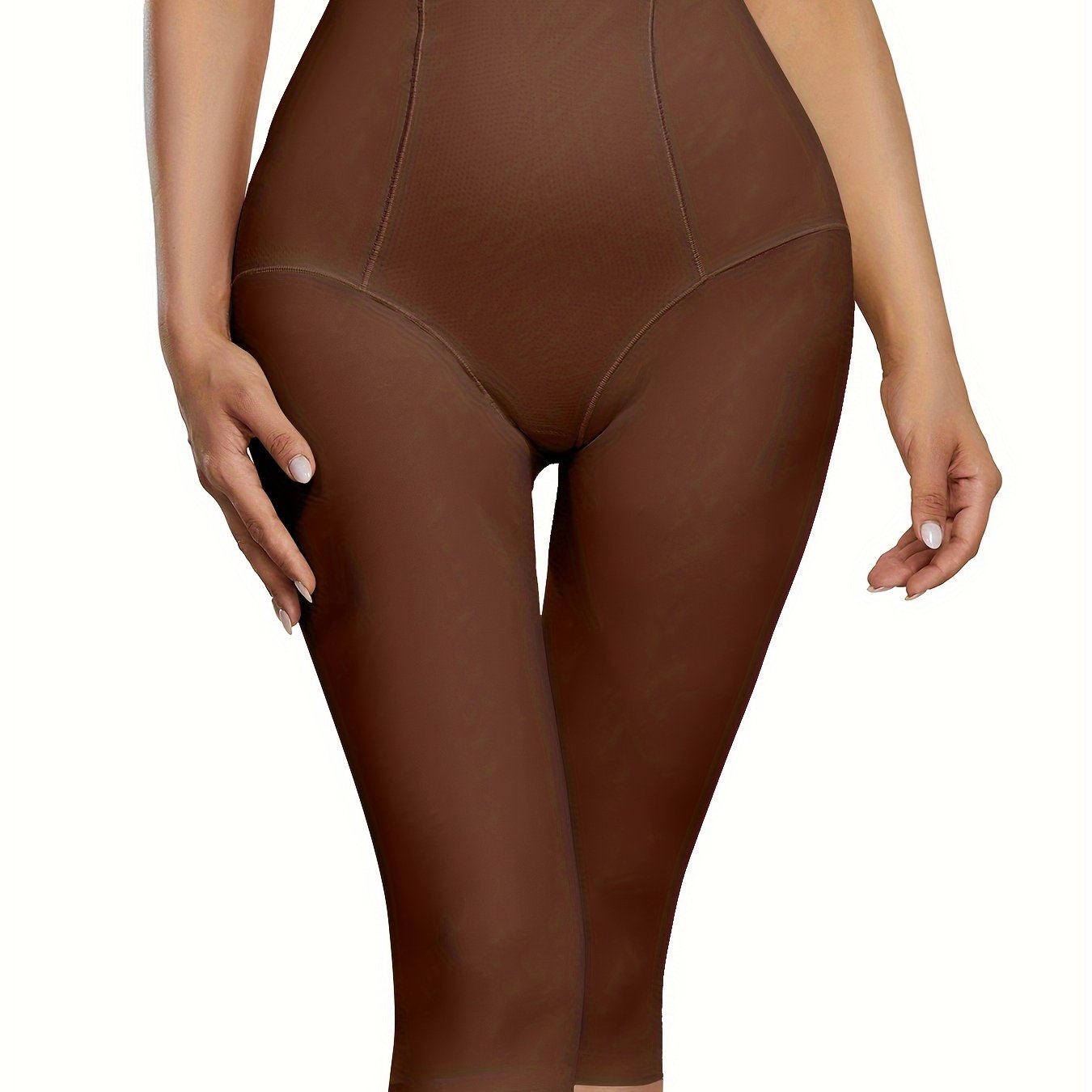 High waist shaping capri pants that slim the tummy and compress, doubling as underwear and shapewear for women.