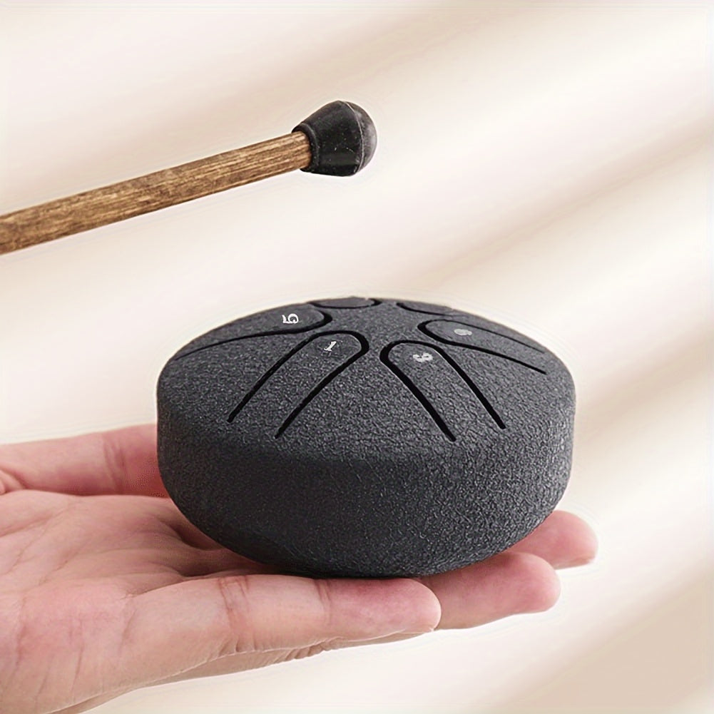 7.62cm 6-note Mini Ethereal Drum for Meditation, Percussion, Instruments, Music, Yoga, and Education, available in Black, Green, Purple, Navy, and Golden colors.