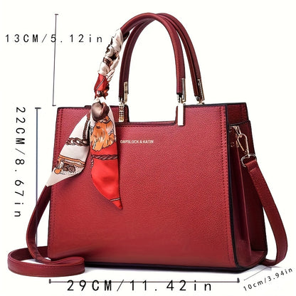 Stylish red handbag for women with large capacity, zipper closure, polyester lining, edge paint detail; ideal for Mother's Day and Easter.