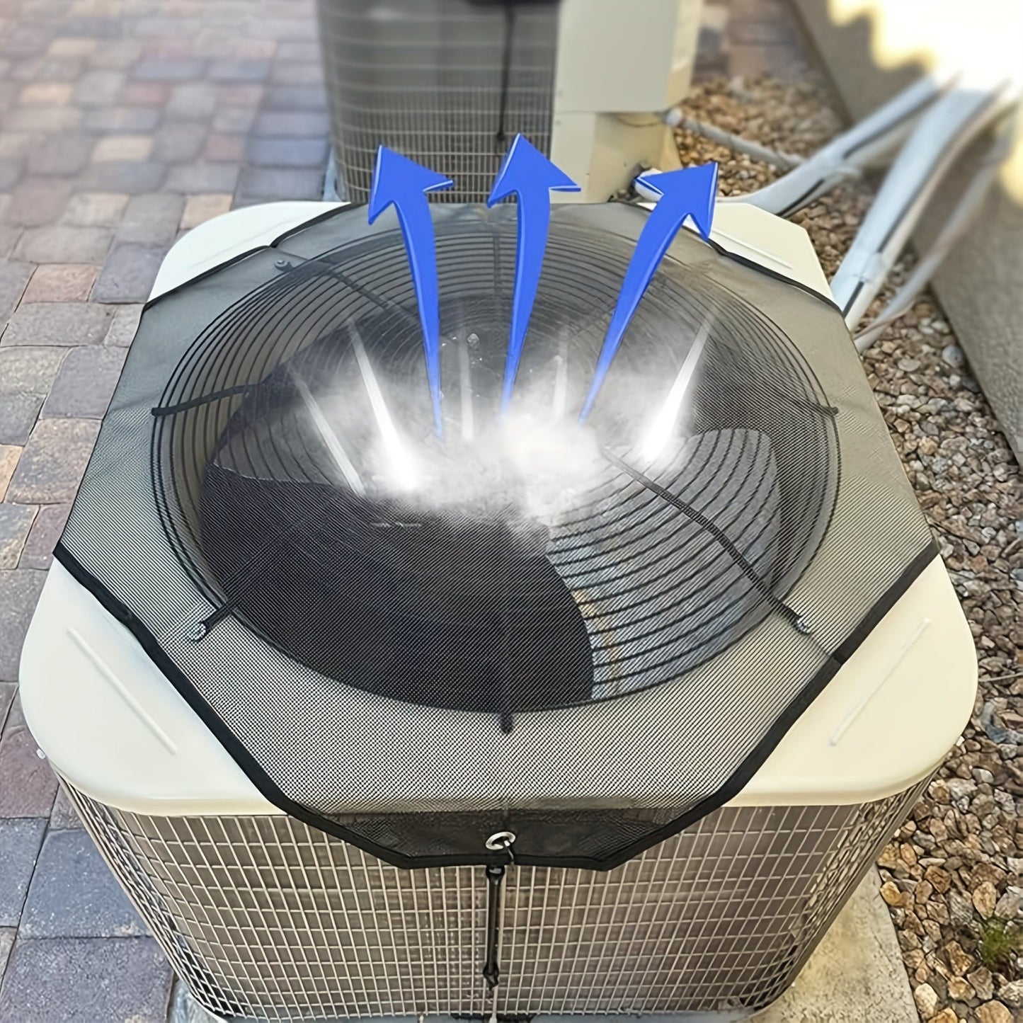 Protect your central air conditioning system with the durable 1pc Universal Outdoor AC Unit Top Cover Protector. Made from a high-quality mesh material and equipped with bungee cords, this cover requires no electricity and effectively shields your