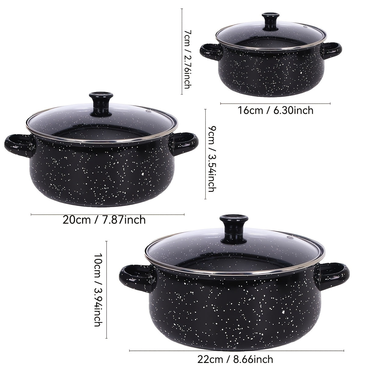 Essential Kitchen Utensil: Versatile Enamel Cooking Pot Set - Lightweight, Portable, and Multi-Use for Stews and Soups, Compatible with Induction and Gas Stoves