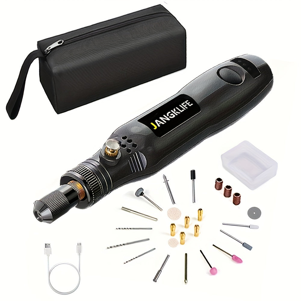 Cordless Mini Rotary Tool: Li-ion Battery, 3 Speeds, USB Charging, Multiple Functions & Accessories.