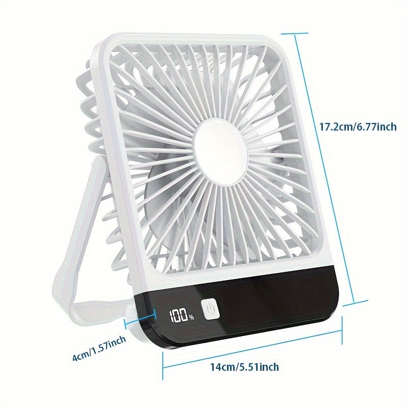 GOARD introduces a portable USB desk fan with mirror, measuring 16.51cm. This fan is designed to be flexible and features a 180° foldable design, 5-speed settings, and a high-capacity 1800mAh battery. Perfect for makeup application and use in the home