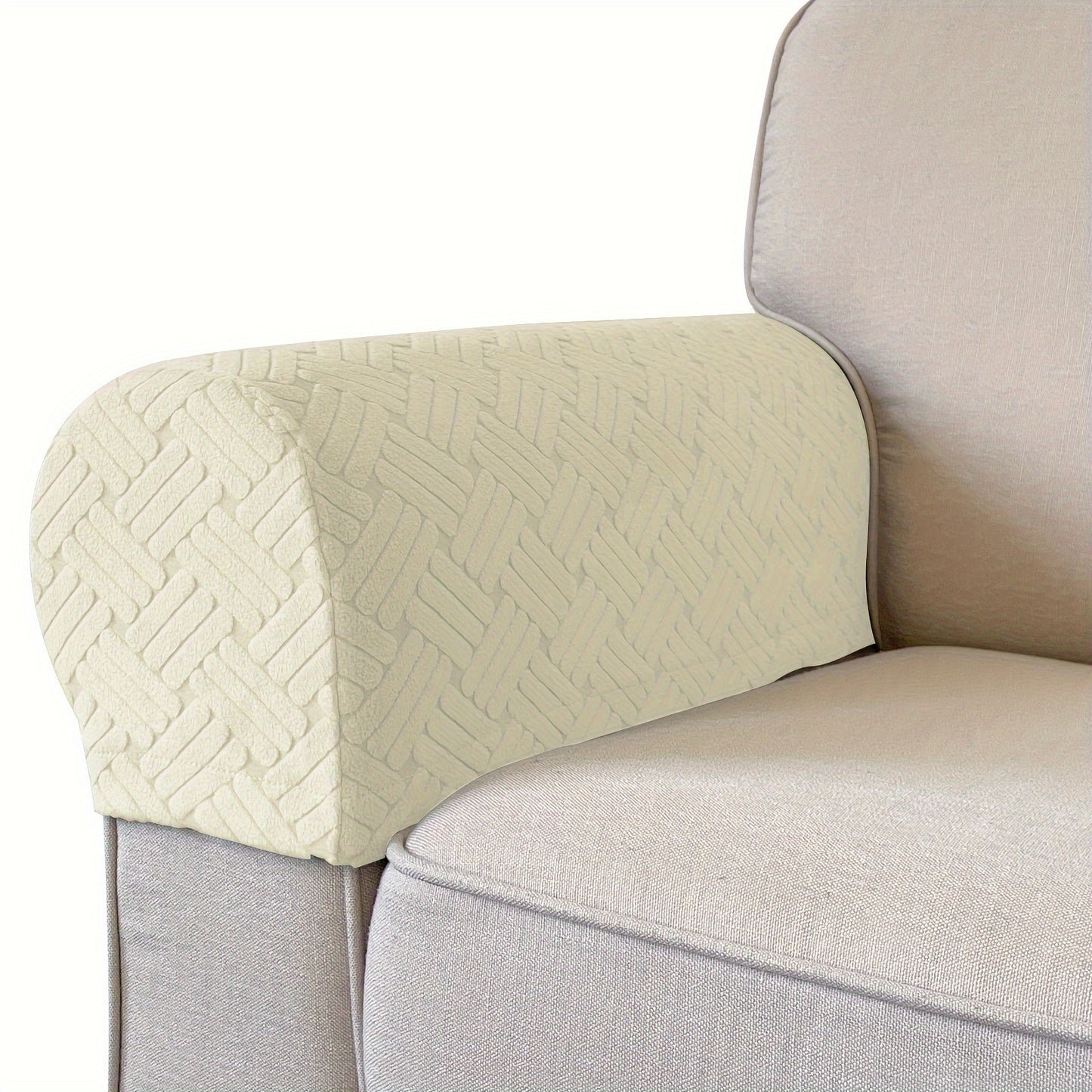 Set of 2 stretch armrest covers for chairs, couches, and sofas. Slipcovers made of spandex for recliner sofas.