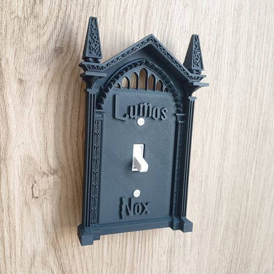 Easy-install 3D printed light switch cover for Halloween and holiday decor; no batteries needed. Unique black wall art for home, Halloween decorations.