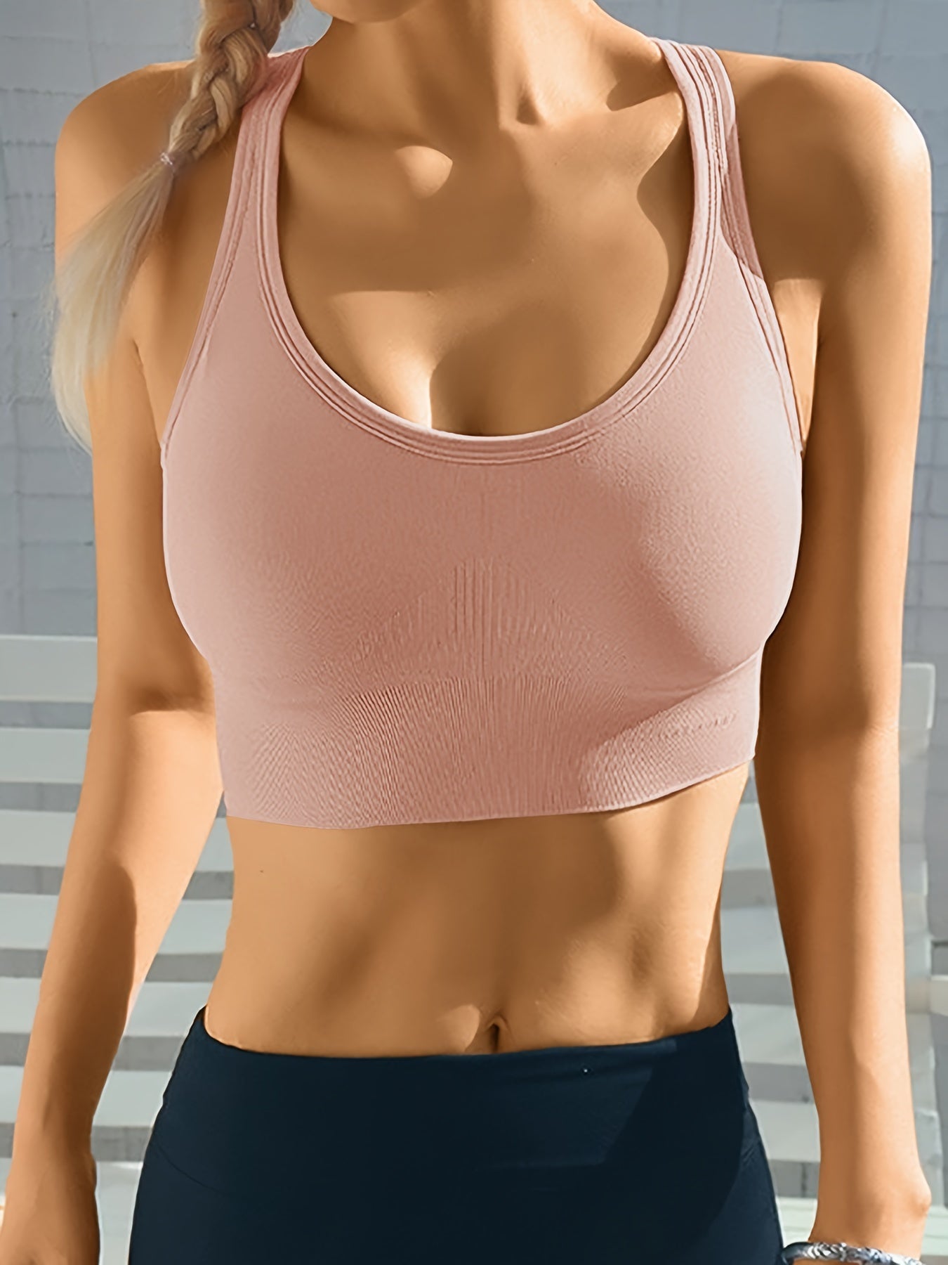 2 Seamless Racer Back Sports Bras - Shockproof and Comfy, for Women's Lingerie.